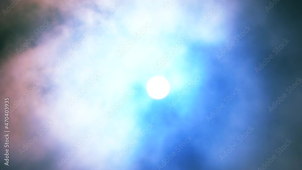 The sun hidden in the clouds.
