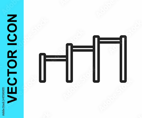 Black line Sport horizontal bar icon isolated on white background. Vector