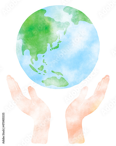 地球を持つ手（環境保護のイメージ）