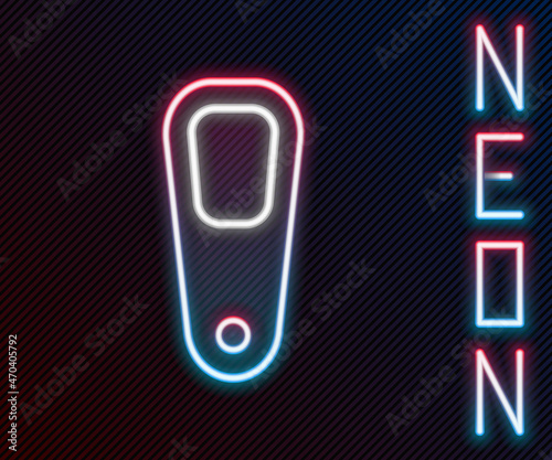 Glowing neon line Pumice for feet icon isolated on black background. Foot cleaning. Skin beauty cosmetology leg care. Colorful outline concept. Vector