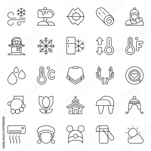 Outline icons for winter season.