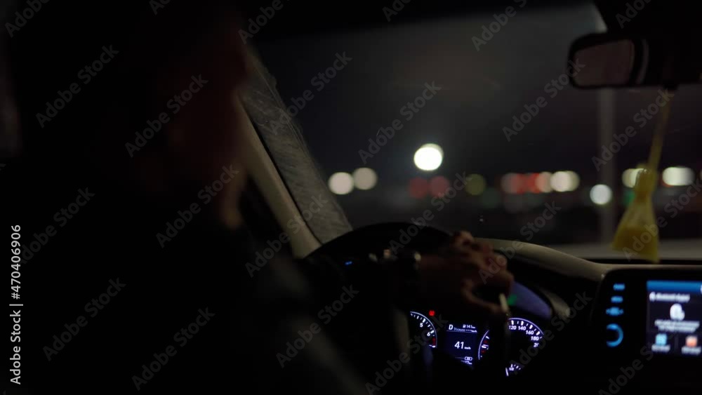 Russia,Yamalo-Nenets Autonomous Okrug, Novy Urengoy city, October 17, 2021, 22:00, drive at night along the new motorway interchange built in 2021