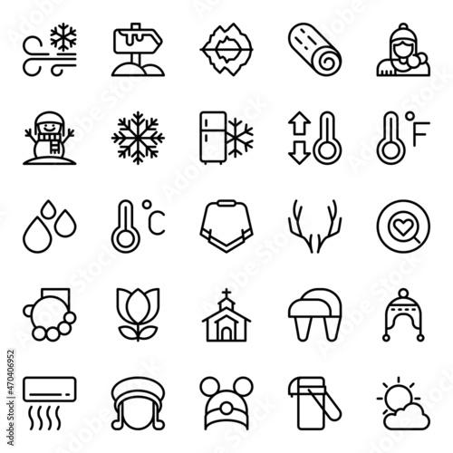 Outline icons for winter season.