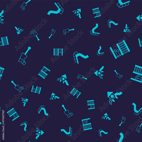 Set Toy horse, Swedish wall, Slide playground and on seamless pattern. Vector