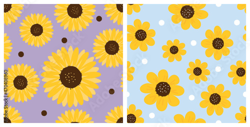 Seamless background with sunflower vector.