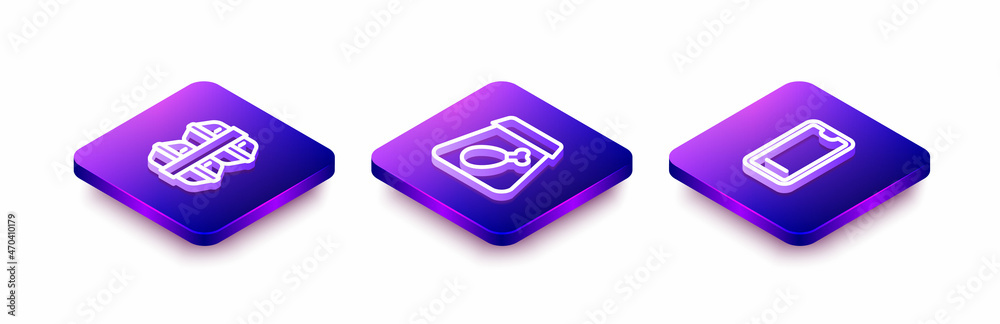 Set Isometric line Lunch box, Online ordering meal and Food on mobile icon. Vector Set Isometric line Lunch box, Online ordering meal and Food on mobile icon. Vector