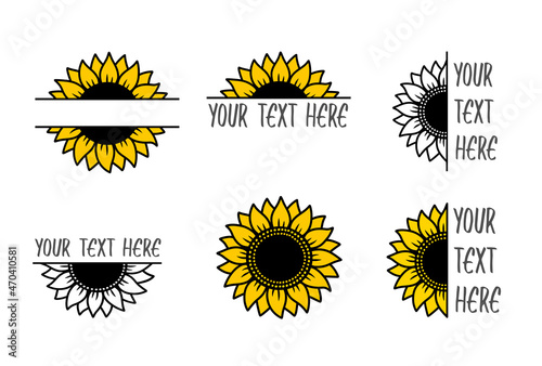 Hand drawn sunflowers and part of flowers