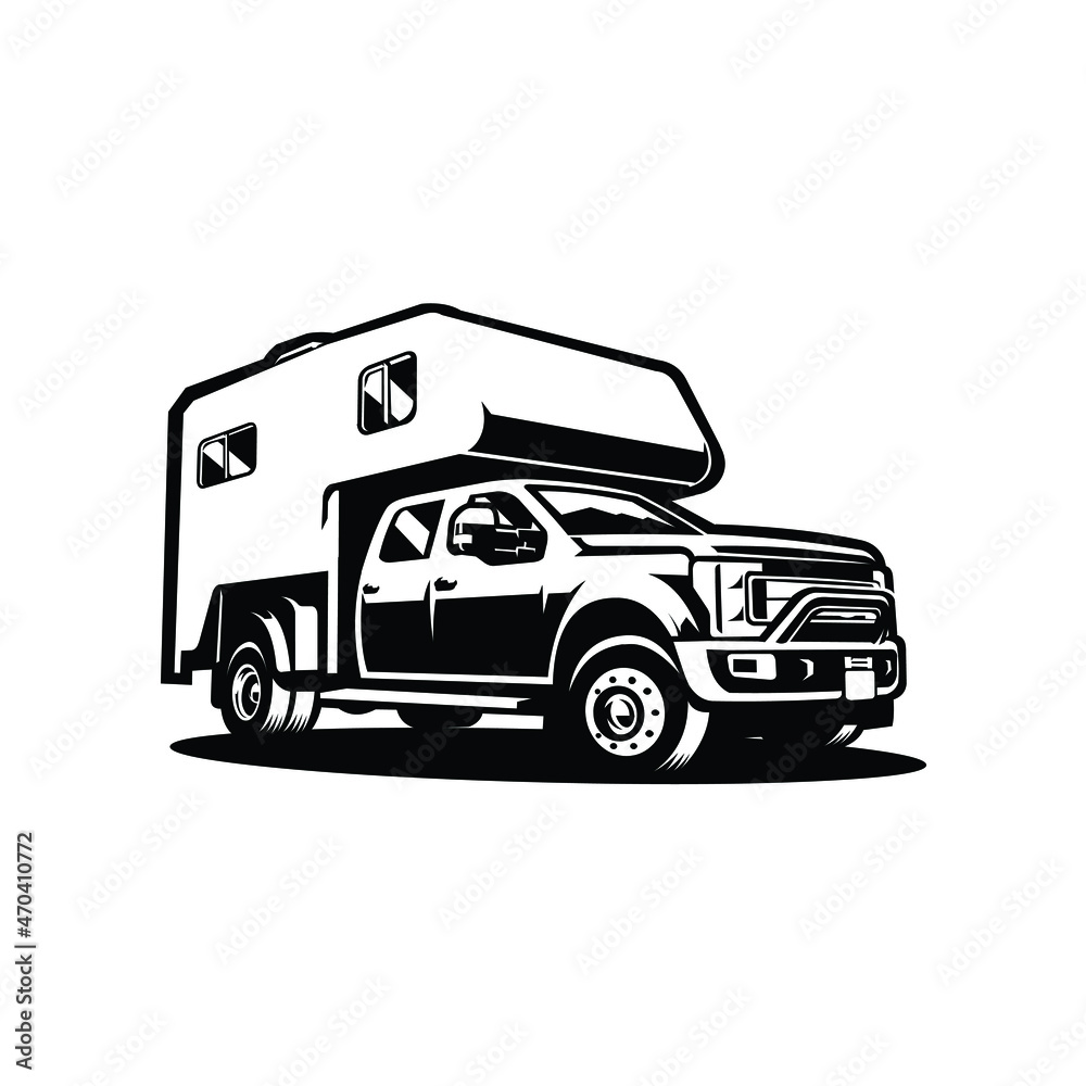 Camper truck overland 4x4 silhouette vector image illustration isolated ...