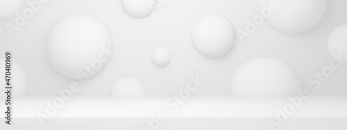 3D White geometric stage background. © WaruGraphic