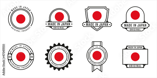 set of made in japan logo outline vector illustration template icon graphic design. bundle collection of flag country with various badge and typography