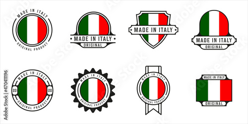 set of made in italy logo outline vector illustration template icon graphic design. bundle collection of flag country with various badge and typography