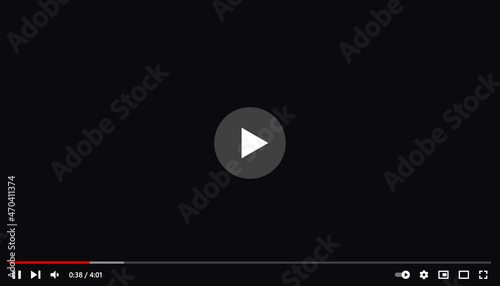 Full frame video player element mockup template. Video player interface design template for social media webpage.