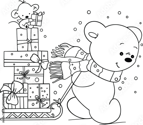  christmas bear coloring page