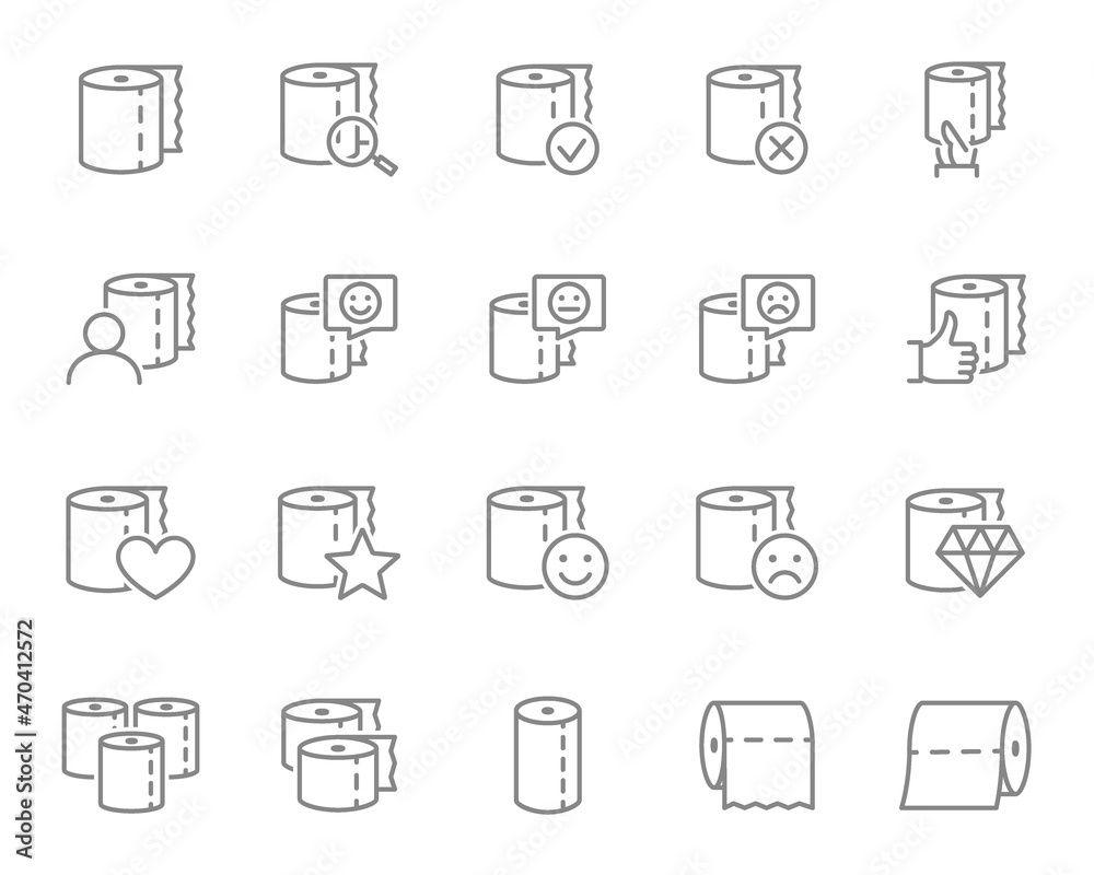 Set of toilet paper line icons. Wet wipes, toilet rolls, layered napkin, wet tissue, paper roll and more.