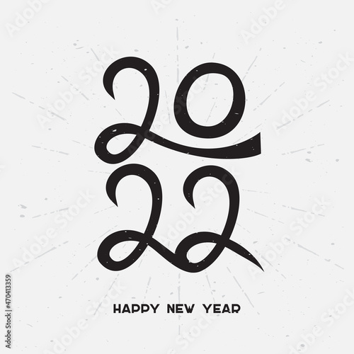 Happy New Year 2022 - lettering for greeting card. 20 22. Vector.