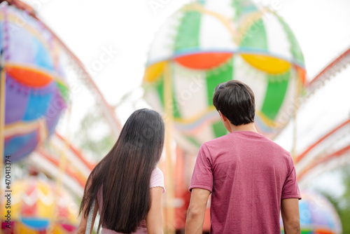 young woman and man couple ...
