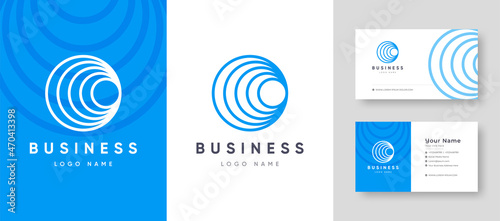 Abstract Round Line cyclone or Initial Letter O logo with Premium Business Card Design Template