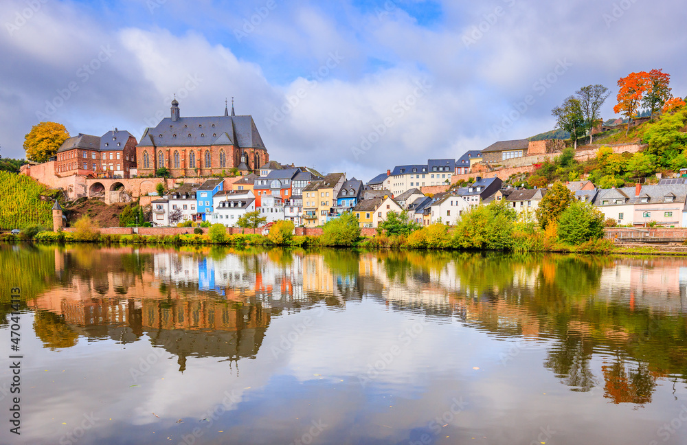 Saarburg, Germany. Old town on the hills of Saar river valley.