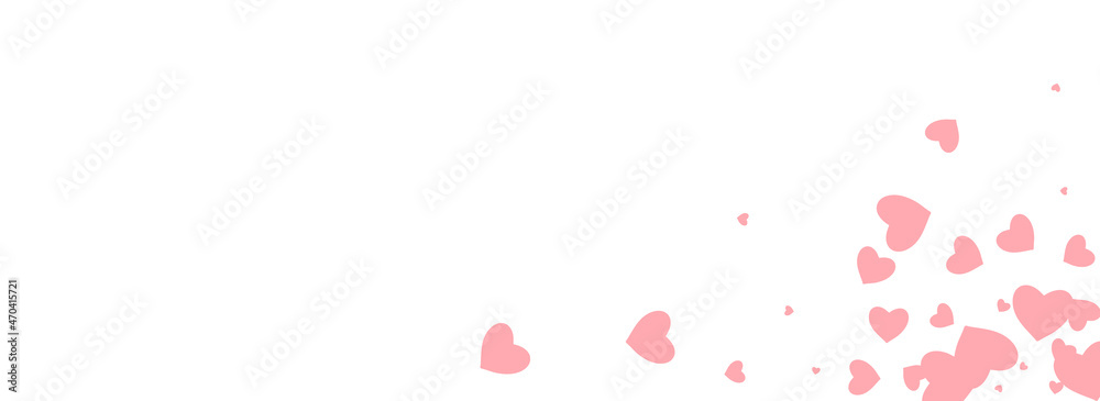 Pink Heart Vector Panoramic White Backgound.