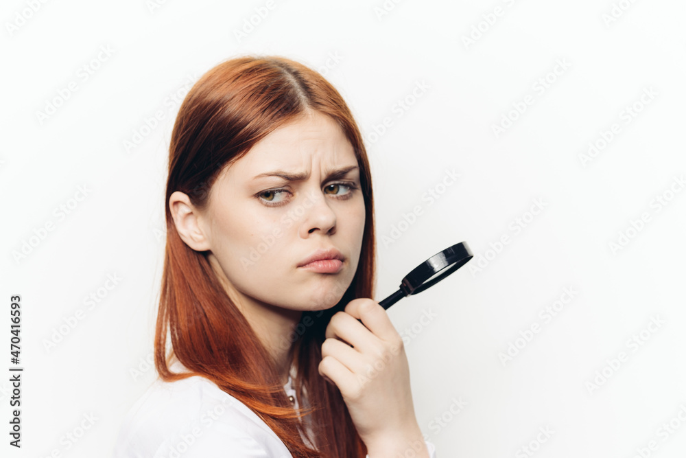 cheerful woman in white shirt pump in hands search tool cheerful woman in white shirt pump in hands search tool