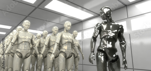 3D render. Humanoid figures and sicifi scene
