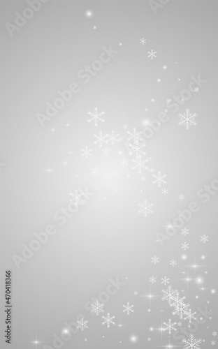 White Snowfall Vector Gray Background. magic