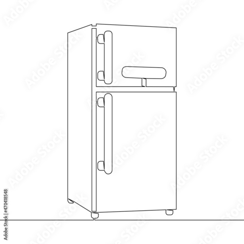 Continuous line drawing art Refrigerator icon concept