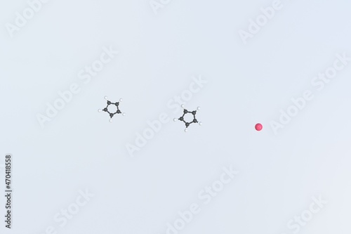 Ferrocene molecule, isolated molecular model. 3D rendering photo