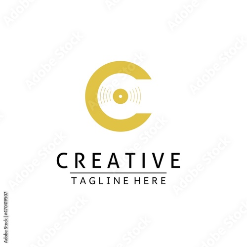 Unique modern creative C letter and CD logo design, minimal C line scratch based vector icon.