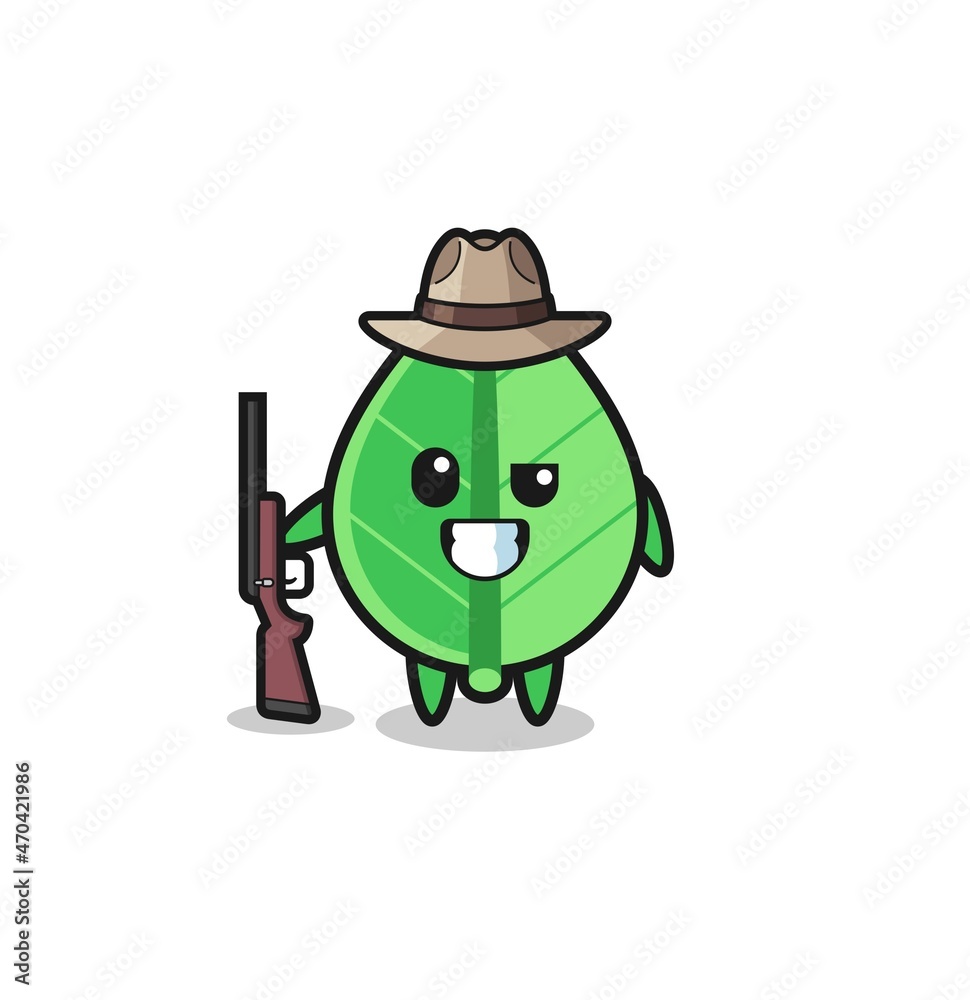 leaf hunter mascot holding a gun