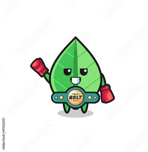 leaf boxer mascot character