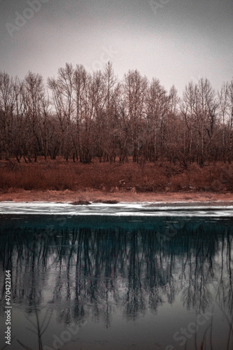 nature of steppes and rivers late autumn