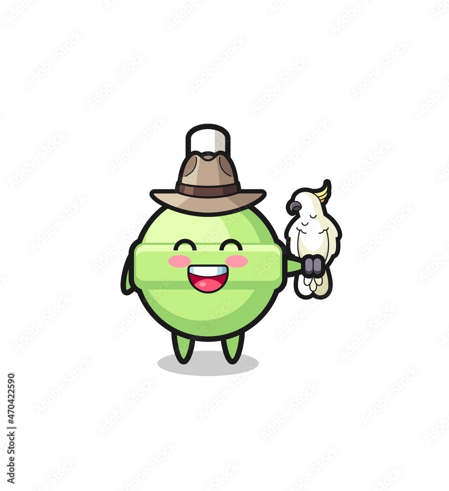 lollipop zookeeper mascot with a parrot lollipop zookeeper mascot with a parrot