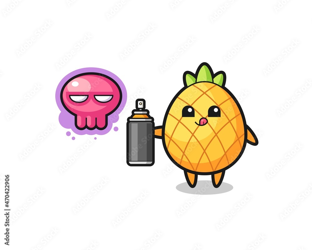pineapple cartoon make a graffiti with a spray paint pineapple cartoon make a graffiti with a spray paint