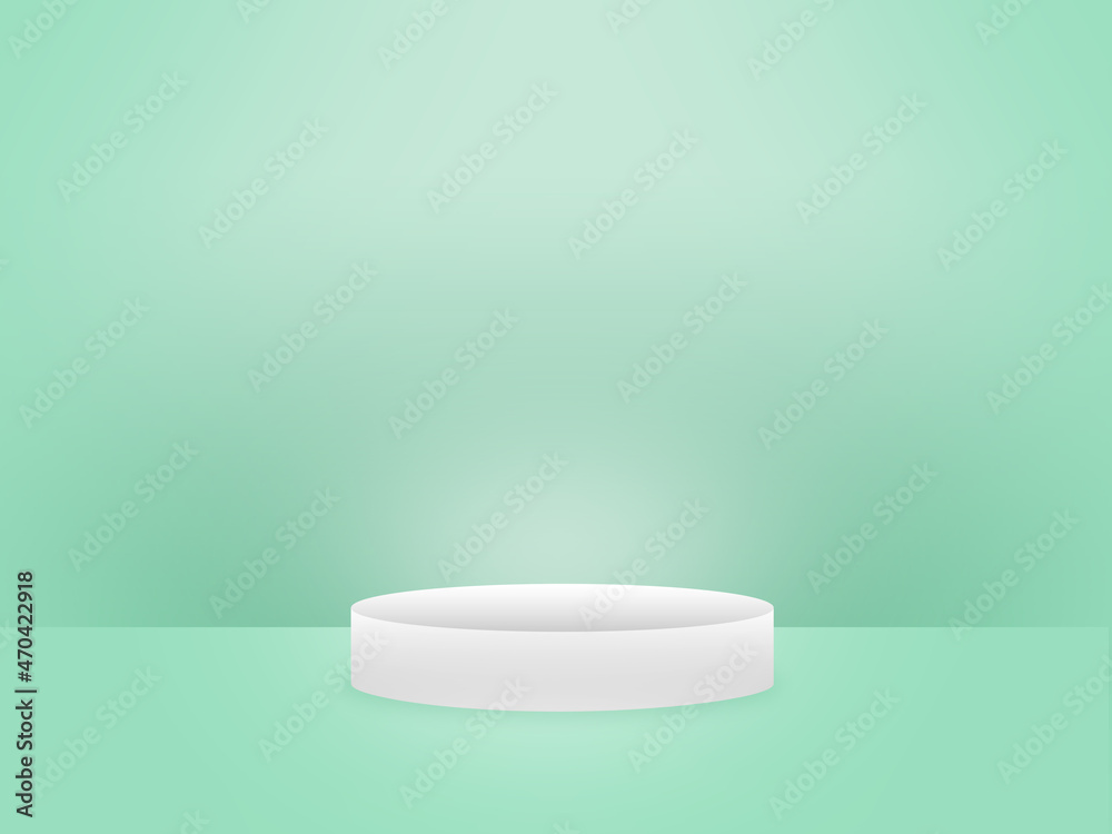 abstract 3d green gradient background template with blank stage 