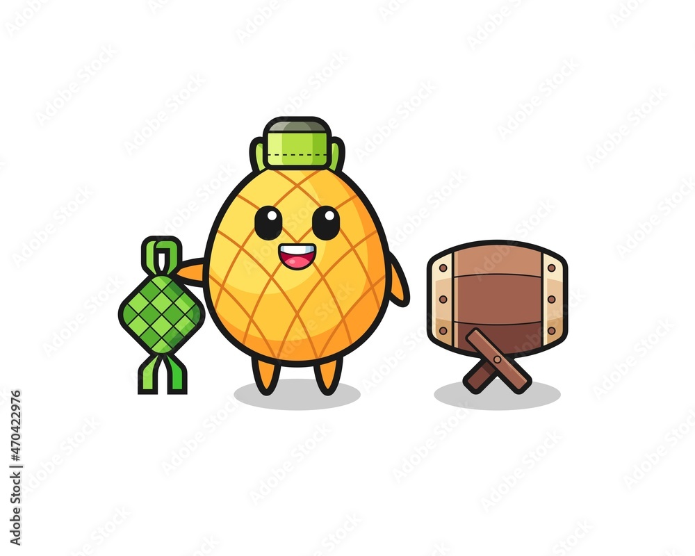 pineapple muslim character are celebrating Eid Al Fitr pineapple muslim character are celebrating Eid Al Fitr