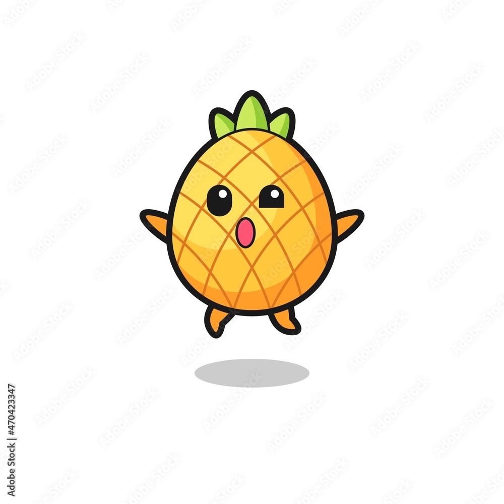 Obraz premium pineapple character is jumping gesture