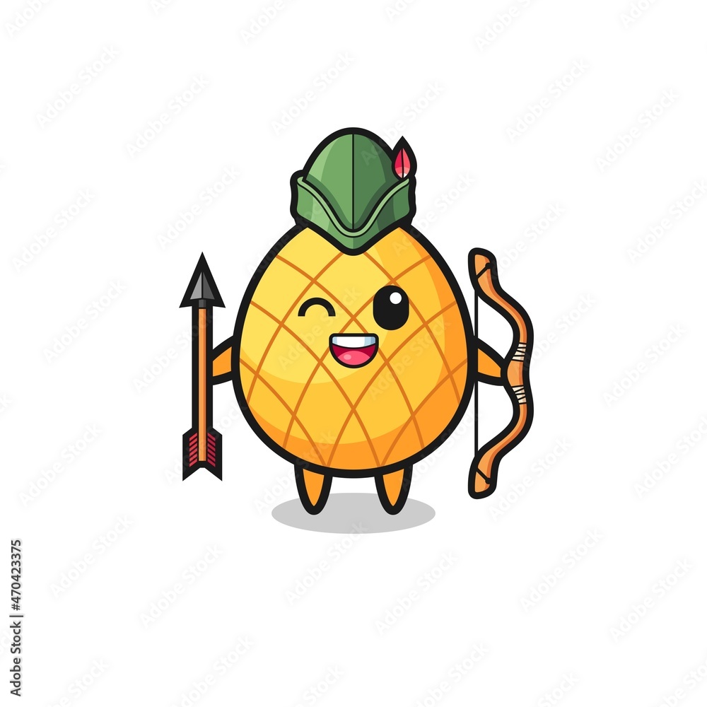 pineapple cartoon as medieval archer mascot pineapple cartoon as medieval archer mascot