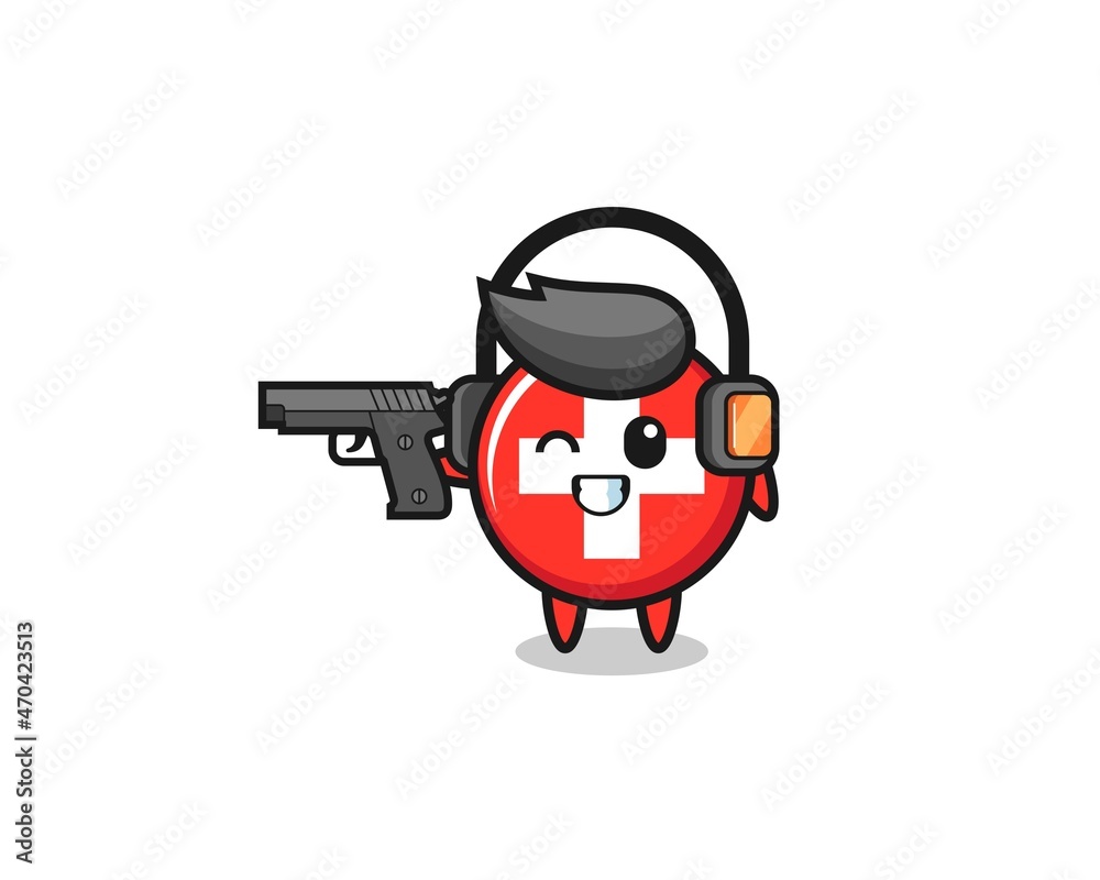 Fototapeta premium illustration of switzerland cartoon doing shooting range