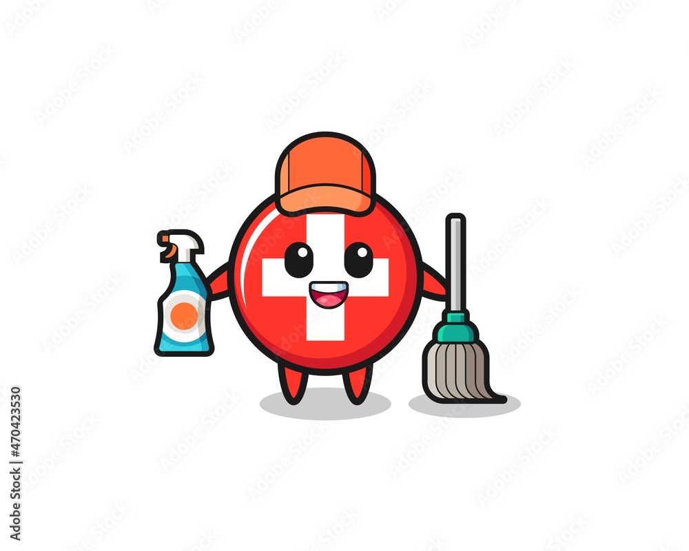 cute switzerland character as cleaning services mascot cute switzerland character as cleaning services mascot