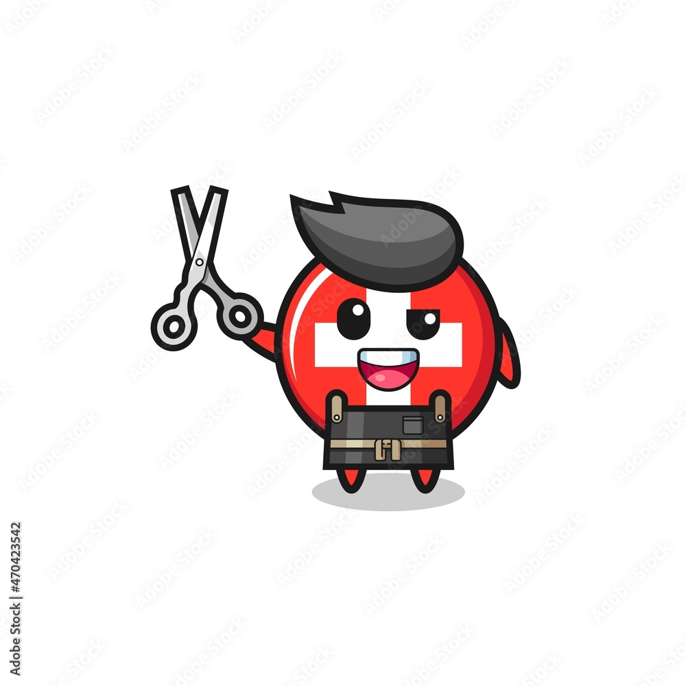 switzerland character as barbershop mascot