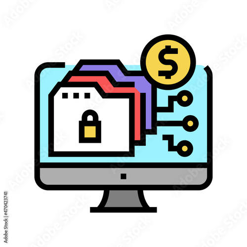 ransomware cyber crime color icon vector. ransomware cyber crime sign. isolated symbol illustration