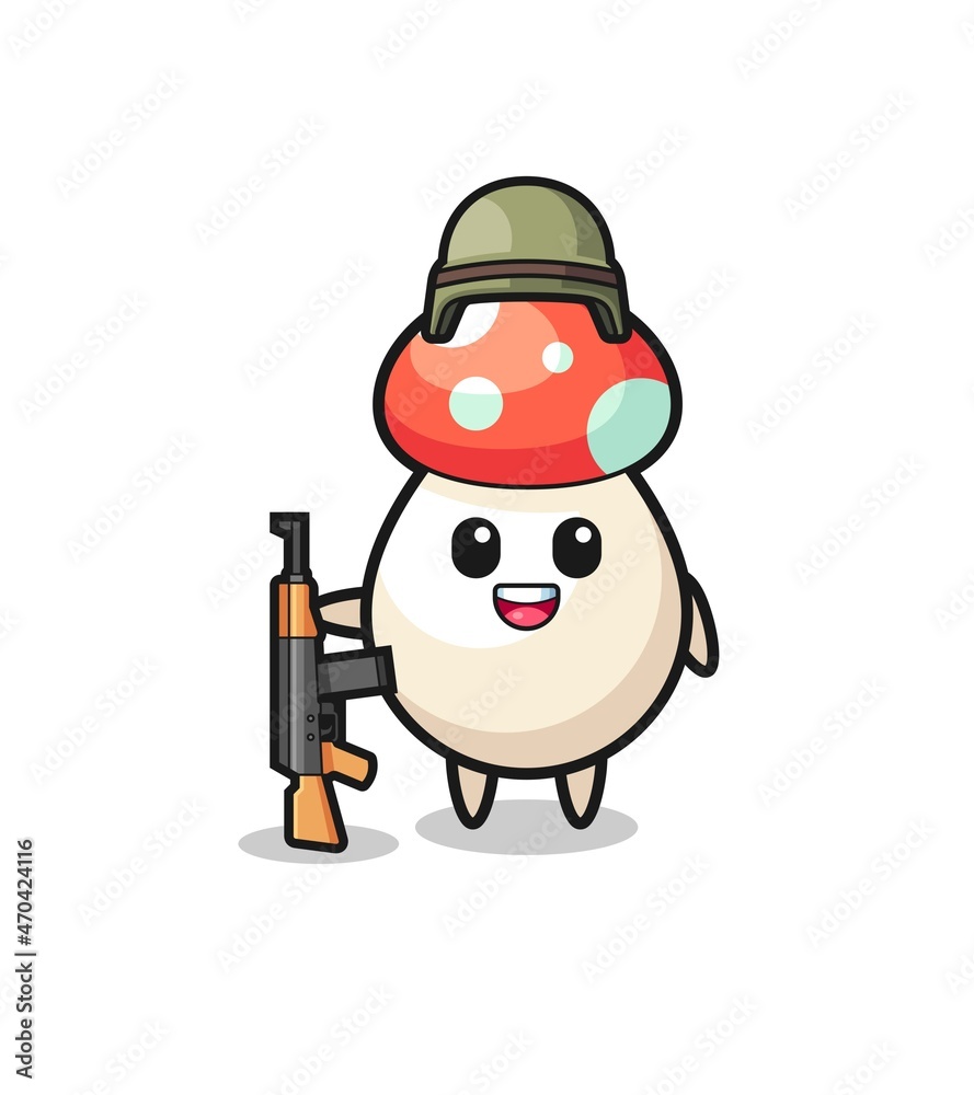 cute mushroom mascot as a soldier cute mushroom mascot as a soldier