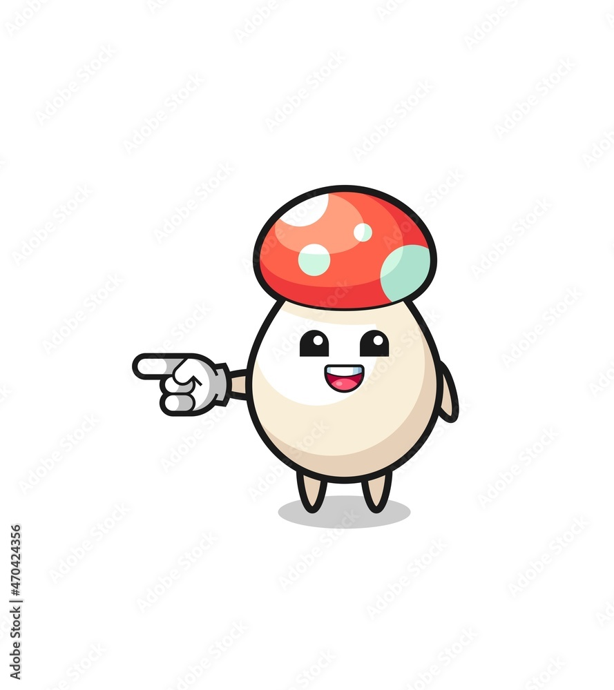 mushroom cartoon with pointing left gesture mushroom cartoon with pointing left gesture
