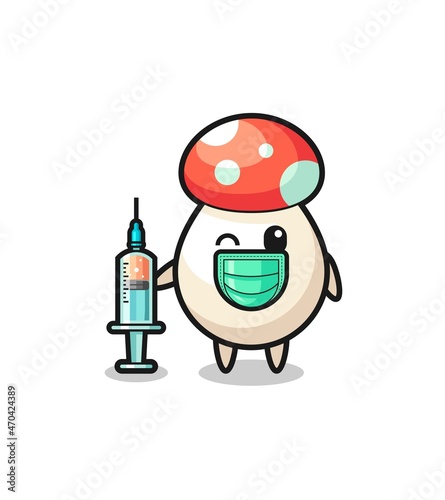 mushroom mascot as vaccinator