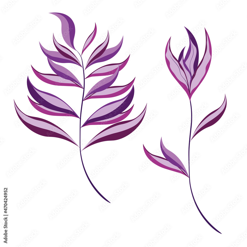 Fototapeta premium Abstract flower and branch on a white background. Isolated. Drawing for logo, advertising, invitation cards.