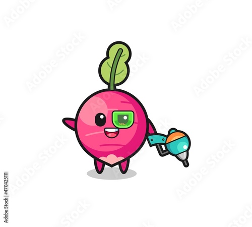 radish cartoon as future warrior mascot