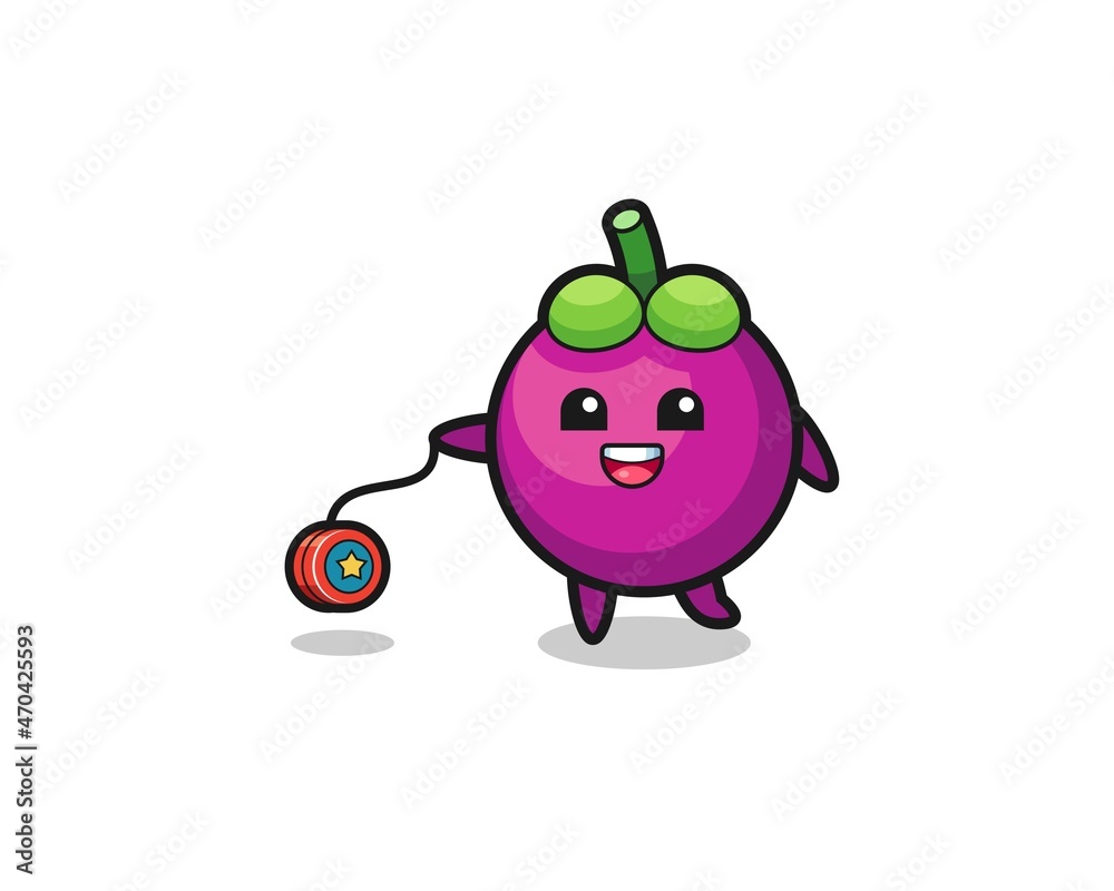 cartoon of cute mangosteen playing a yoyo cartoon of cute mangosteen playing a yoyo