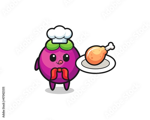 mangosteen fried chicken chef cartoon character
