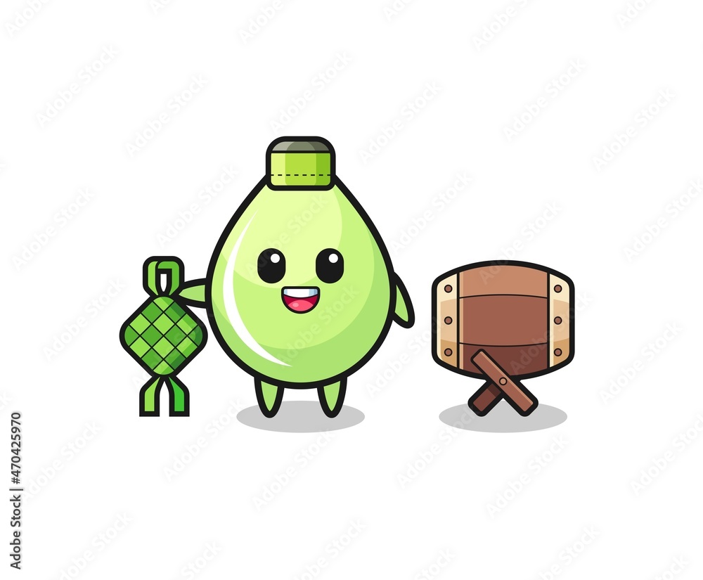 melon juice drop muslim character are celebrating Eid Al Fitr melon juice drop muslim character are celebrating Eid Al Fitr